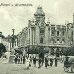 ¿Año? Plaza de Pi y Margall desde el sur. Al frente, a la derecha, el Ayuntamiento