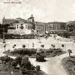 ¿Año? Avenida de Alfonso XIII desde los Jardines de Pereda. De izquierda a derecha: Hotel Europa, Salón Pradera (detrás, la Catedral y, a su izquierda, el Palacio Episcopal) y Plaza Velarde con el Mercado de la Ribera