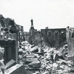 1941 Restos de Ruamenor desde el este. En el centro de la imagen, ruinas del colegio de las Hijas de la Caridad