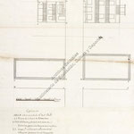 1785 Plantas, alzados y secciones de dos casas enfrentadas en la Calle de San Francisco