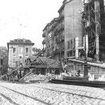1909 Construcción del último puente en la confluencia de La Ribera, Atarazanas y Colón. Apréciese que han sido derribadas las casas pegadas al puente