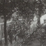 1905 Jardines del Convento de Santa Clara desde el oeste. A la izquierda y al fondo, edificios del antiguo convento reconvertido en Instituto