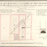 1805 "Plan que demuestra la posesion de Don Francisco Ramon dela Puebla y de otras tres casas dela parte del poniente situadas enla Calle de San Francisco y delas Atarazanas de esta Ciudad de Santander"