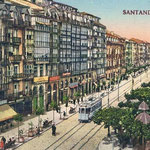 ¿Año? (Foto anterior coloreada) La Ribera y el Paseo Pereda desde el oeste