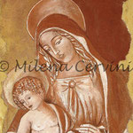 MADONNA CON BAMBINO - affresco a secco su tela con malta e terre naturali colorate - 40x30 cm