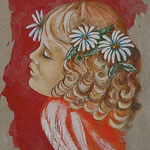 ANGELO - affresco a secco su tela con malta e terre naturali colorate - 40x30 cm
