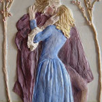 OM. A ROMEO E GIULIETTA - gesso su legno - colore a olio 45x25 cm 
