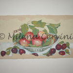 PESCHE  - affresco a secco su tela con malta e terre naturali colorate - 25X50 cm