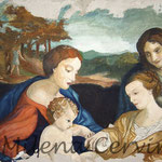 SPOSALIZIO DI SANTA CATERINA, Omaggio al Correggio- affresco a secco su tela con  malta e terre naturali colorate - 50x70 cm
