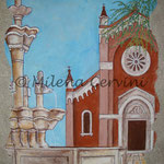 SAN GIUSEPPE LA MIA CHIESA - affr. secco su legno con malta e terre naturali colorate - 50X40 cm