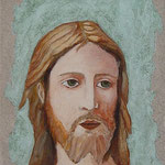 GESU' - affresco a secco su tela con malta e terre naturali colorate - 35x25 cm