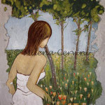 FIORENZA - affresco a secco su tela con malta e terre naturali colorate - 60x45 cm