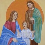 IL SOLE DELLA VITA, LA SACRA FAMIGLIA - tempera su tela con malta e terre naturali colorate - 40x30 cm
