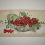 CILIEGIE  - affresco a secco su tela con malta e terre naturali colorate - 25x50cm