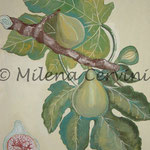 ERBARI  FICHI - affresco a secco su tela con malta e terre naturali colorate - 25x30 cm