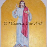 IL RISORTO  - affresco a secco su tavola con malta e terre naturali colorate - 120x90 cm