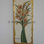 NARCISI - affresco a secco su tela con malta e terre naturali colorate - 20x50 cm