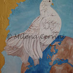 PACE - affresco a secco su legno con malta e terre naturali colorate - 70X50 cm