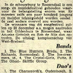 Brabants Nieuwsblad: Songfestival op 27 oktober 1963 met The Blue Hunters als winnaars in de categorie "Bands"