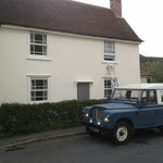 An after shot of a house painted in limewash in accordance with the heritage people, Ashwell, Hertfordshire. 
