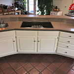 After Picture Refinished Kitchen Cabinets in off white