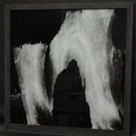 Vetri - Opera: Corpo di ghiaccio anno 2009  (tempera colla su vetro) cm. 80 x 80