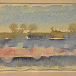 'Sunset'  #a-1/ aquarelverf op Indiaanse handgeschept papier(lompen), 15x21cm2013/ sold
