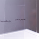 "Artistic Gymnastics.  Breath (Olivia Op. 37 n.11)", 2020, detail, rubber stamping on plexiglass photo frame, two elements, each, 13X18 cm, ph. Luca Scarabelli