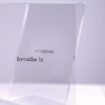 "Artistic Gymnastics.  Breath (Olivia Op. 37 n.11)", 2020, detail, rubber stamping on plexiglass photo frame, two elements, each, 13X18 cm, ph. Luca Scarabelli