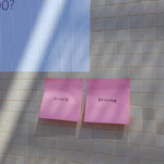 "Breath (Respirodunquesono)", 2018, rubber stamping on post-it , NOPLACE 3, Santo Stefano Magra, 2018, ph. Ermanno Cristini