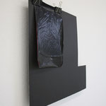 "Breath (Wreck)", 2013, carbon paper, cardboard, paper clips, 50X50 cm, DIALOGOS, 2013, CACT/MACT, Bellinzona (CH). ph. Pier Giorgio De Pinto