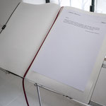 Racconto di niente, 2016 ink jet print on three notebooks with three music-stands, ph. Isabella Ponte