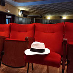 "Tenere il posto (Fitzcarraldo)",  2022, Borsalino Fedora Panama hat, cinema seats, PROSSIMAMENTE, Vela cinema, Varese