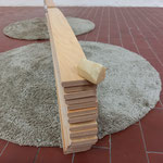 "Accasarsi (in seconda battuta con equilibrio anziteso)", 2022 (2009), Marsiglia soap, wood, carpets, 20x170x80 cm