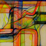 Enlace Simbiótico / mixta sobre cartón entelado 50x50 cms