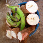Cassava und Plantenes, die Grundzutaten für FuFu