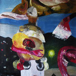 Die Nachgeburt, 2018, Öl und Acryl auf Leinwand, 120 x 200 cm