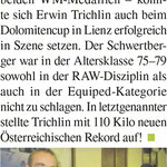 Jahresabschluss Dolomitencup Lienz 110kg österreichischer Rekord