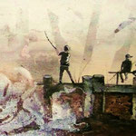 Prawobrzeżni II, akryl na płótnie 20 x 30cm, 2012 r., KOLEKCJA PRYWATNA