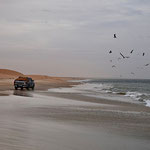 Balade en 4x4 sur la plage océanique mauritanienne
