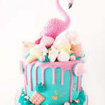 Flamingo Cake, Blue Love, Maan, Taart Den Bosch