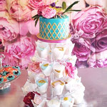 Tiffany Blue en Gold Wedding Cake and CupCakes, Cristina, bruidstaart 's-Hertogenbosch, bruidstaart den bosch