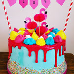 Flamingo drip cake, Taart Den Bosch