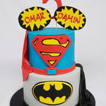 SuperHero Cake, Batman en Superman Taart, Omar en Damin, Taart Den Bosch