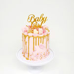 It's a Girl!, Golden drip babyshower Cake, Taart Den Bosch