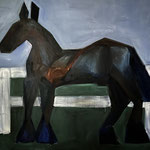 paard in de wei / 120x150 / olie / houtskool / doek / 2019