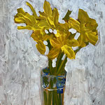 vaasje narcissen / lil vase of daffodils / acryl /papier / 65x50 / 2024