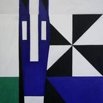 paard met molen / olie / houskool / doek / 120x100 / 2015
