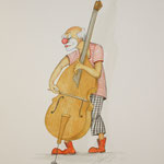 Clown mit Kontra-Bass