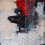 Die Netze der Lügen 2, 40x40 cm, Mischtechnik auf Leinwand, 2023 